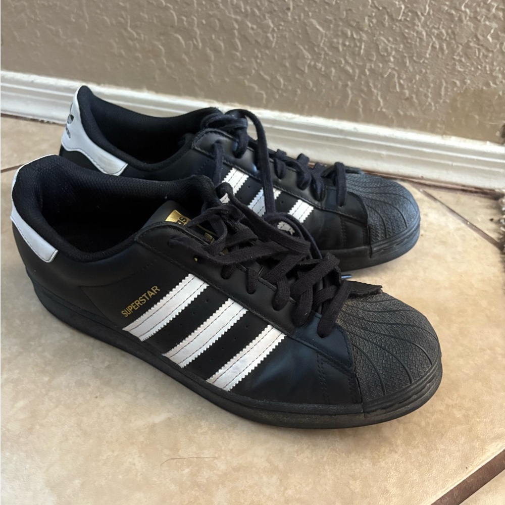 Adidas Superstar Black with White Stripes